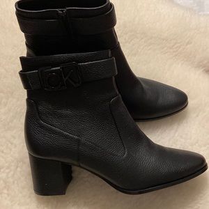 Calvin Klein Leather Women Boots size 9 worn once... EXCELLENT CONDITION!